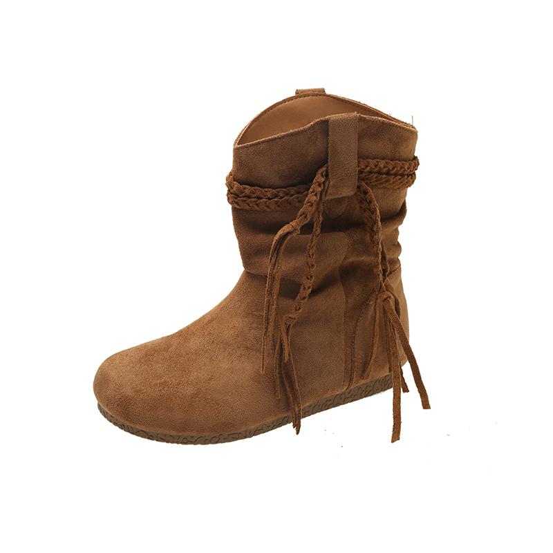 

Fashion Women s Fashionable High Quality and Elegant Boots 2025 Spring and Autumn New Retro Suede Casual Flat Bottom Fashion Boots 40 верблюд
