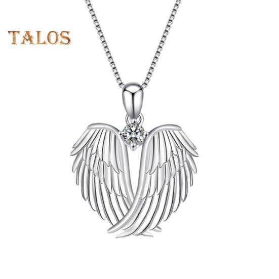 Náhrdelník s andělskými křídly a drahokamem, objetí, křídla strážce, přívěsek, zirkon, kámen narození, šperky, dárek pro ni