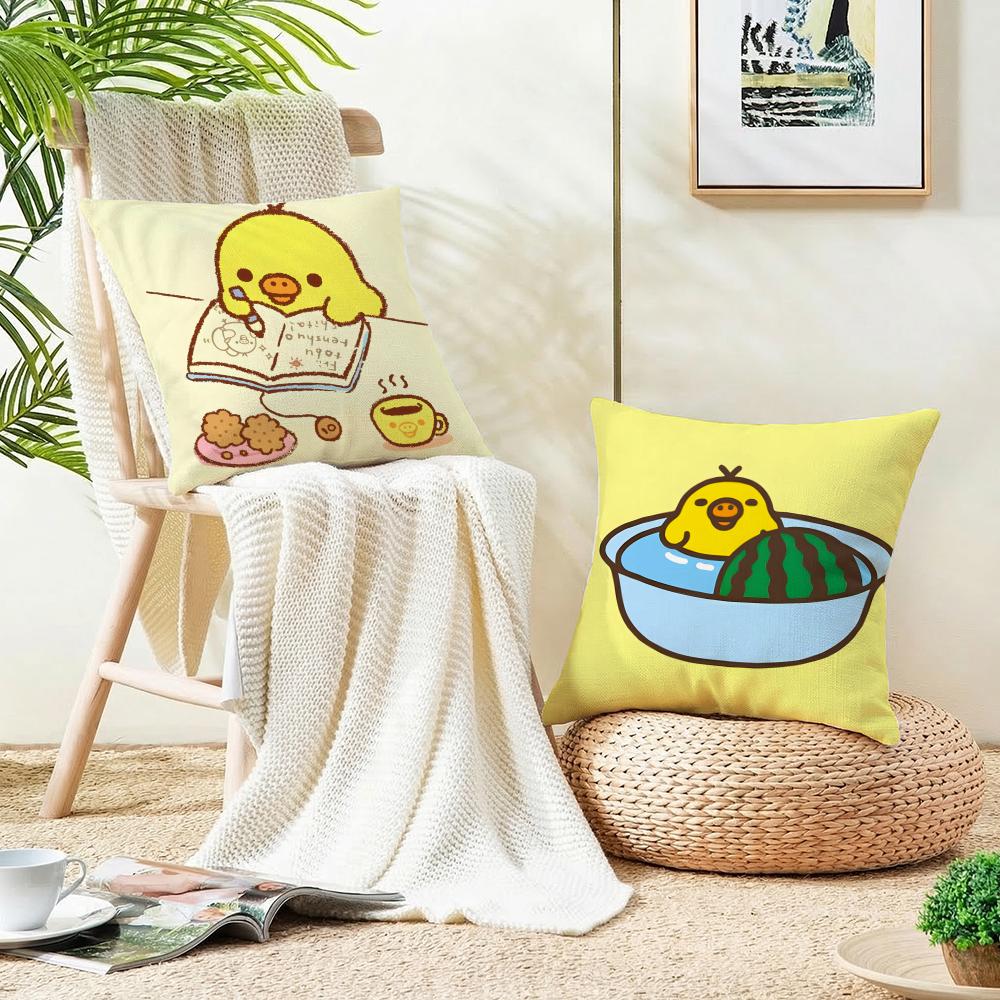 Bright KKiiroitoriS Cushion Cover Breathable and skinfriendly linen pillowcase square removable and washable cushion