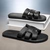 Men's Black One-Strap Flat Sandals - 2026 Summer High-End Fashion Beachwear