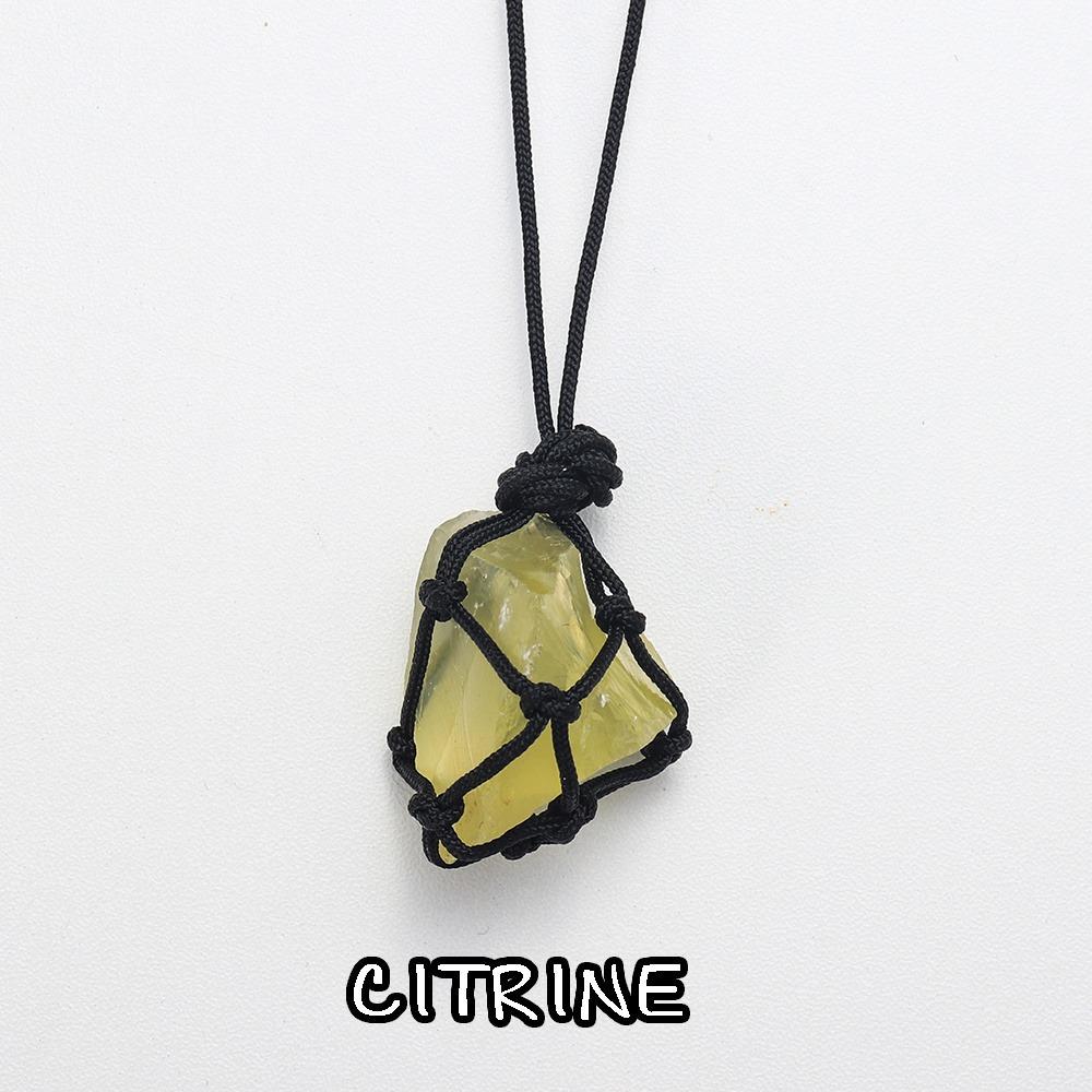 Crystal Jewelry Rough Healing Stones Natural Hand Woven Raw Stone Crystal Pendant Necklace