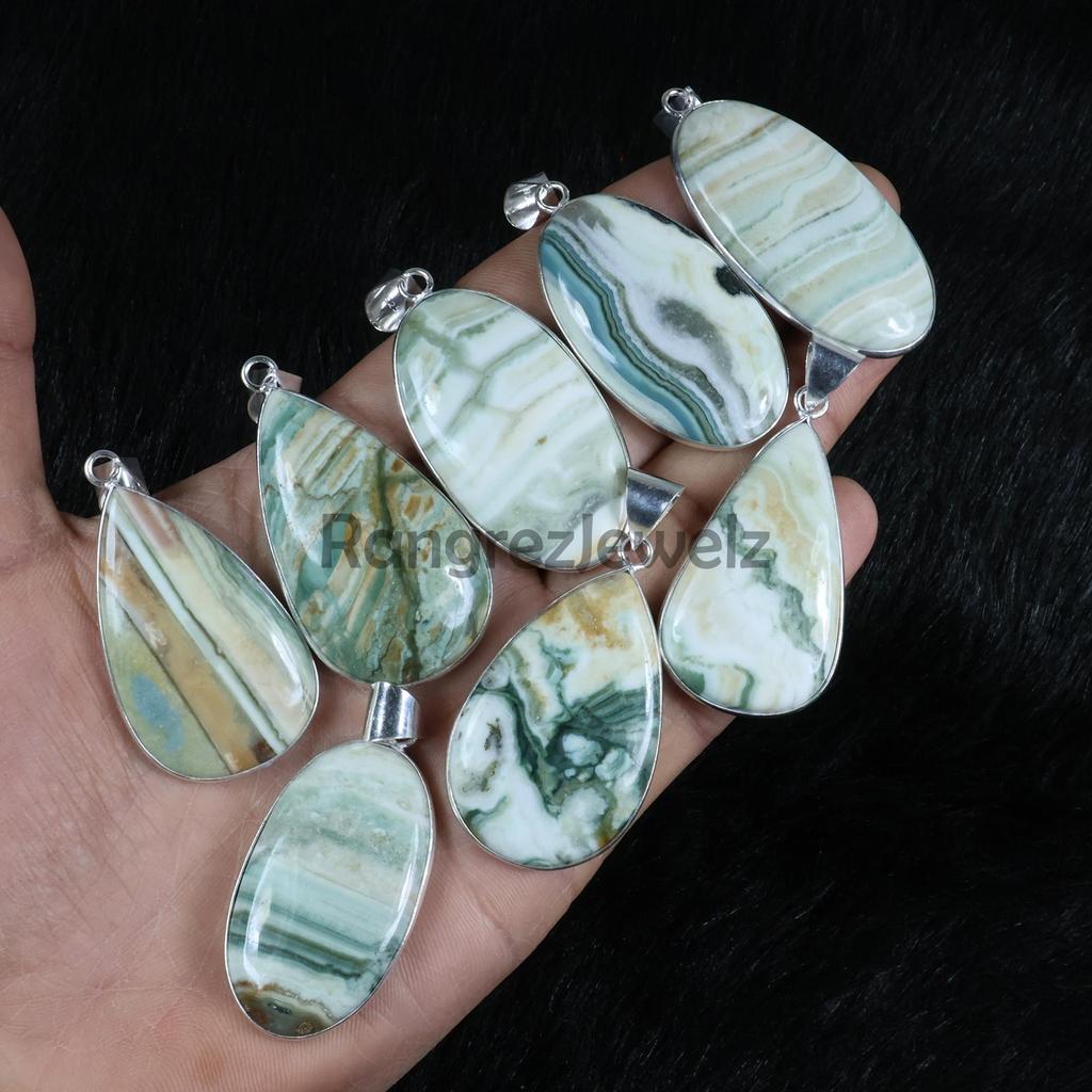 Saturn Chalcedony Pendant Sterling Silver Pendant Green Saturn Pendant Bezel Pendant Saturn Chalcedony Gemstone Pendant Saturn Pendant Necklace