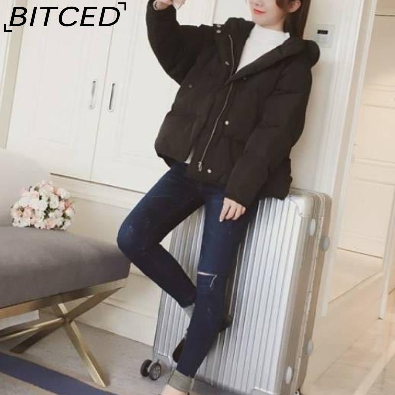 BITCED Winter Coat for Women - Cropped, Oversized Hooded Jacket Puffer Coat / Down Jacket