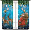 Christmas Curtain Funny Anta Claus Riding Sleigh Delivering Present Ball Winter Print Drapes Bedroom Party Decor For Made Of Polyester
