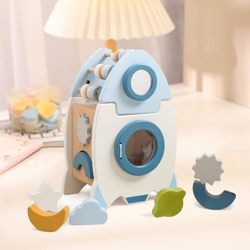 Busy Board Rocket 5-in-1 Baby Toys Montessori Toddler Wooden Space Toy Kindergarten Kids