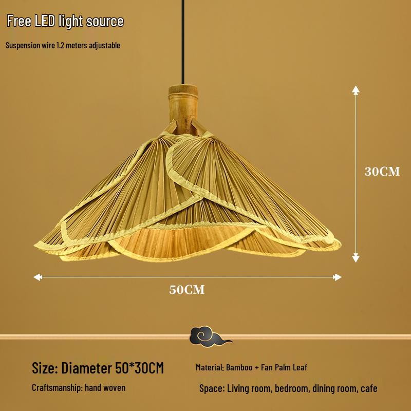 Bamboo Woven Pendant Light - Japanese Lantern for Dining, Restaurant, or Tea Room. Rattan Straw Hat Lampshade with New Chinese Art Design.