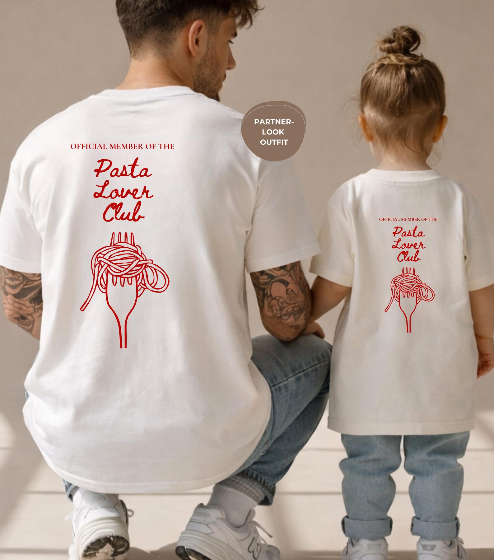 Matching T-shirts - Pasta Lover Club - Matching Family Set - Mom, Dad, and Child Outfit - Birthday Gift - Mom & Mini Shirt S