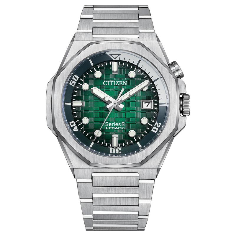 

CITIZEN Series8 series 200 meters waterproof Automatic Steel Strap 42.6mm same style for men and women green dial NB6060-58X синій