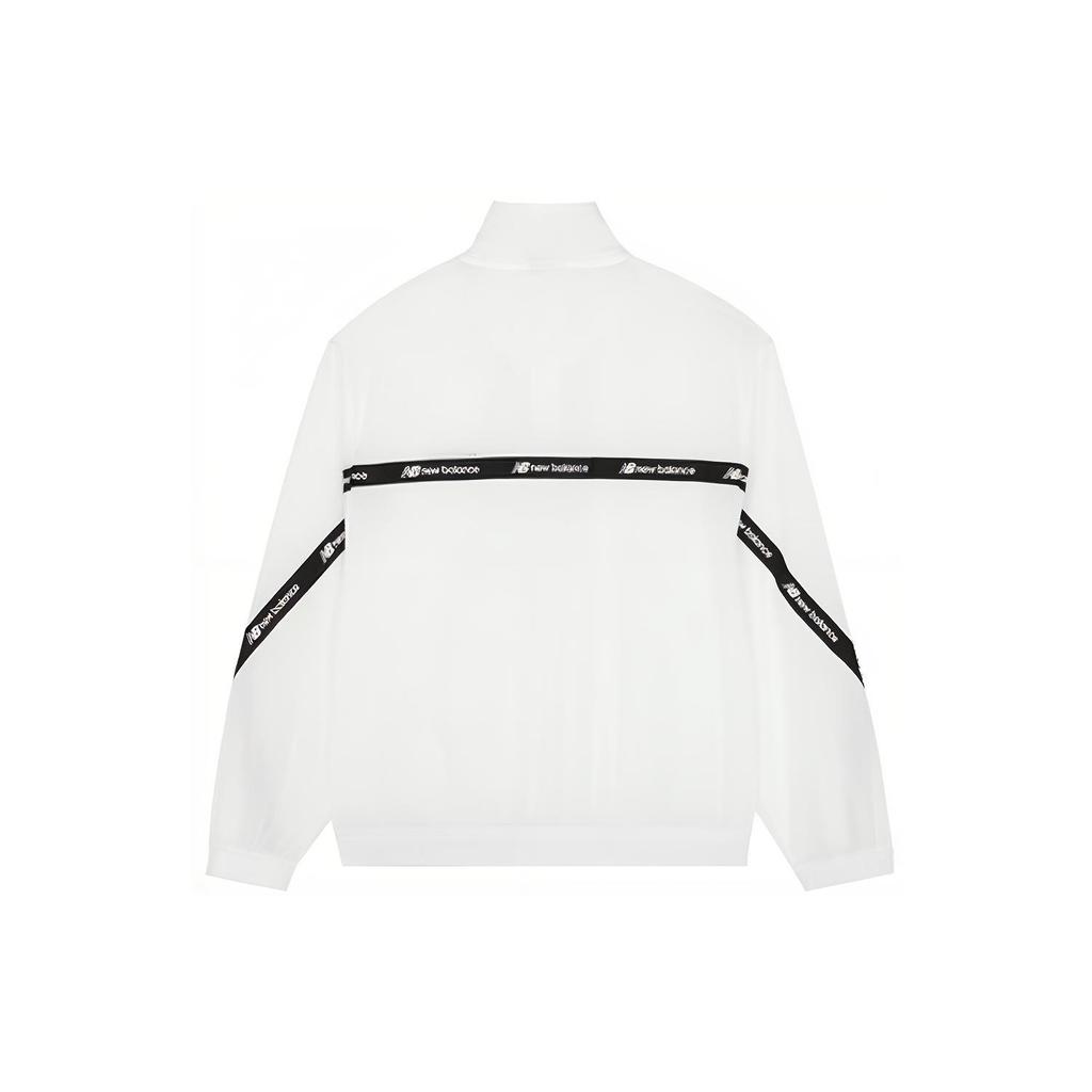 New Balance Logo Full-Zip Woven Jacket Asia Sizing 'White Black' Unisex AMJ22350-WT