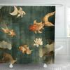1pc Vintage Goldfish and Lotus Shower Curtain - Polyester with Hook Bathroom Decor, Home Accessories for All Seasons