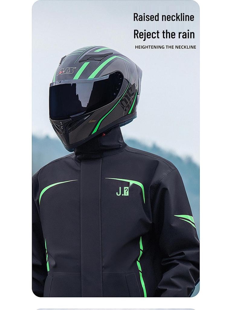Qi An Ga Mian Adult Reflective Waterproof Cycling Raincoat and Pants Set