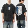 Vintage Anime Attack On Titan Mikasa Casual Streetwear Women's Tshirt Unisex Tee Top Men's Cotton Short Sleeve Washed T Shirt