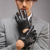 Luvas Masculinas de Couro Genuíno Moda Casual Luva de Pele de Ovelha Preto Marrom Cinco Dedos Estilo Curto Luvas Masculinas para Dirigir M017PQ2