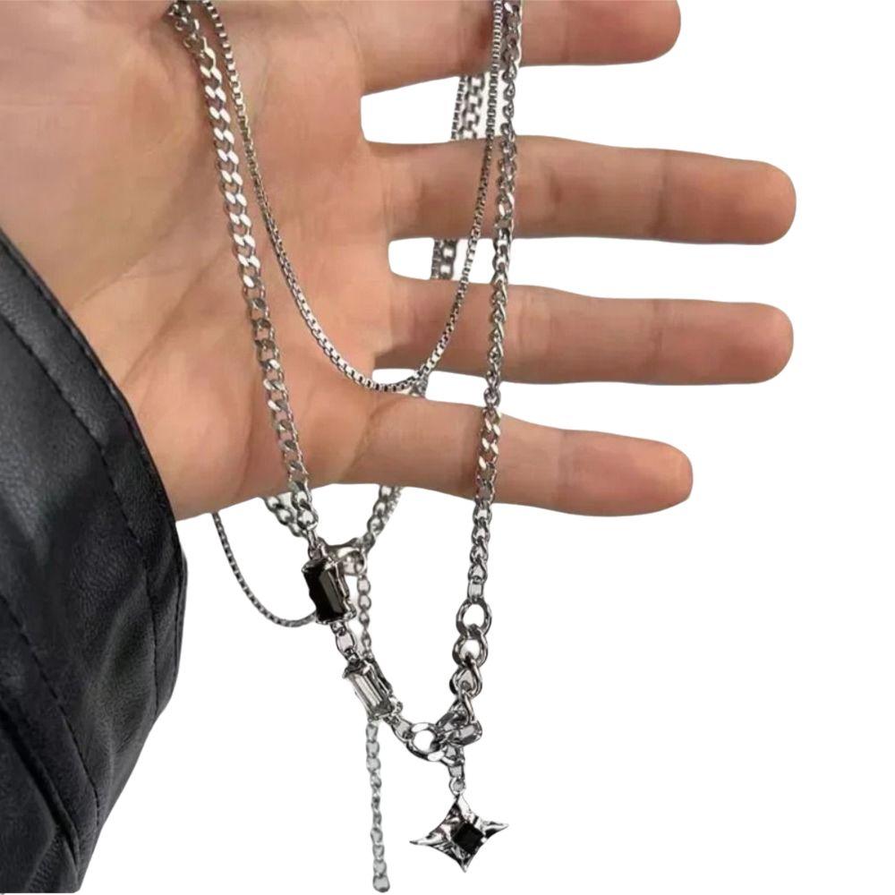 Black Star Choker Necklaces Neck Decoration Stacking  Necklace Double Link Chains Necklace  Women