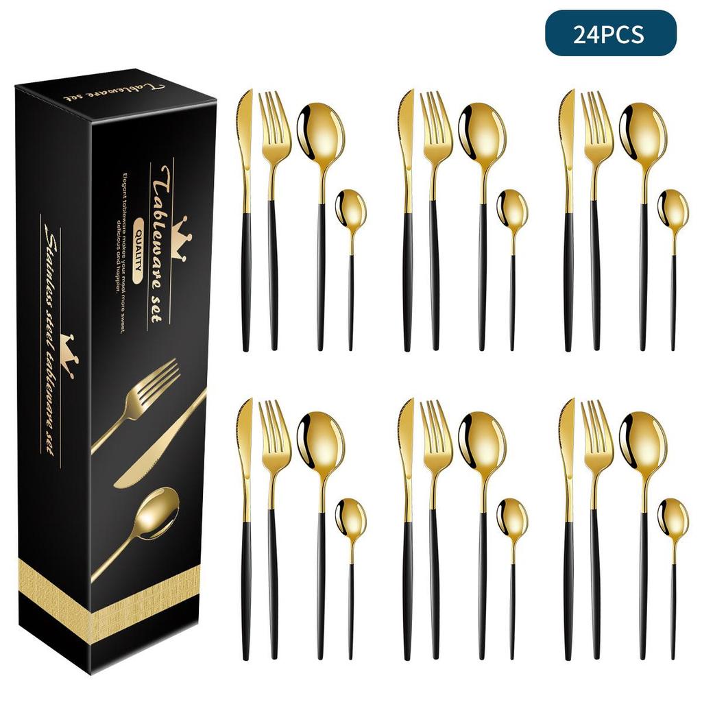 Stainless Steel Cutlery Set: 16/24-Piece Steak Knives, Forks, Spoons In Gift Box
