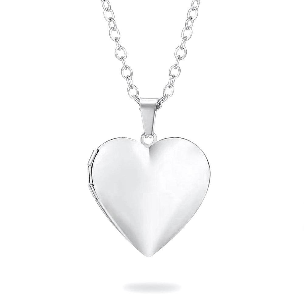 European Cross-border Fashion 316L Stainless Steel Heart-Shaped Glossed Can Open Necklace with Sweater Chain