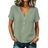 Women Casual V Neck Button Front Top with Pocket Short Sleeve Relaxed Fit Blouse Lightweight Comfortable Fabric