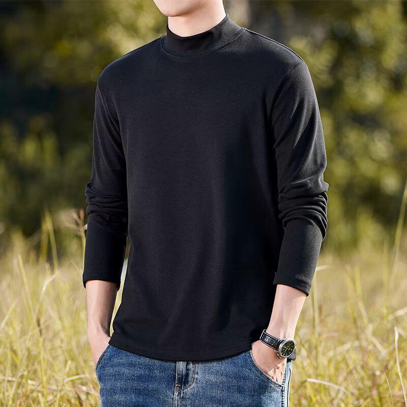 

Hong Kong Style Men s Slim Fit Mid-Neck Long-Sleeve T-Shirt - Lightweight for Spring and Autumn XL чорний