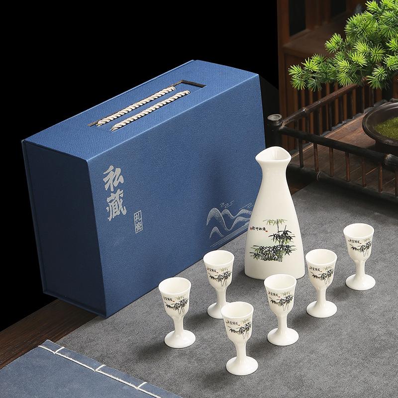 Japanisches Sake-Bar-Set Keramik-Weinset Weinkrug Tasse Sake-Ausgießer Haushalt Restaurant Party Trink-Barzubehörset Geschenk 2025 Neu