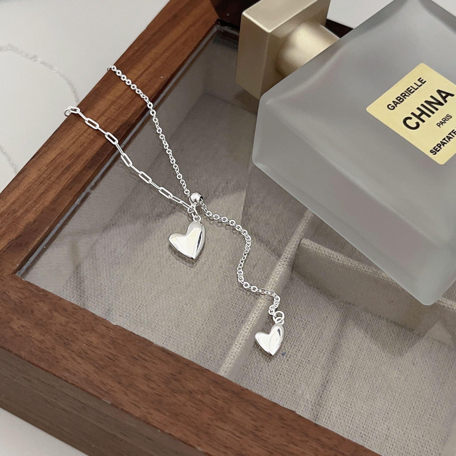 

Цепочка с подвеской в корейском стиле, простая, индивидуальная, универсальная, с двумя сердечками, в виде слова Y, цепочка для свитера, женское ожерелье