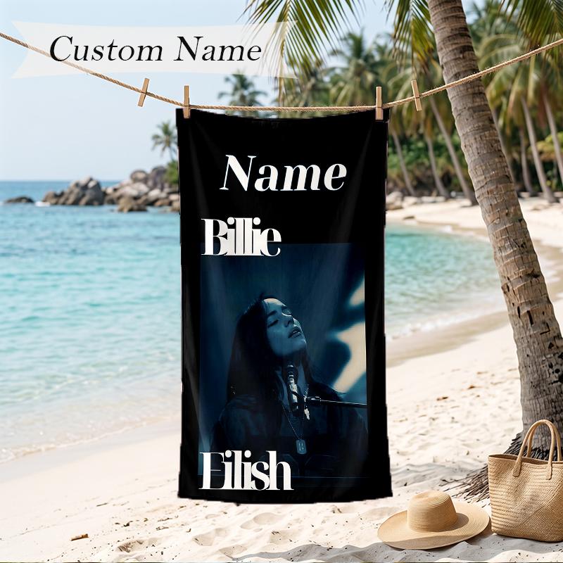 Billie eilish Custom Name Printed Beach Towel Personalized Soft Towel For Swimming Beach Travel