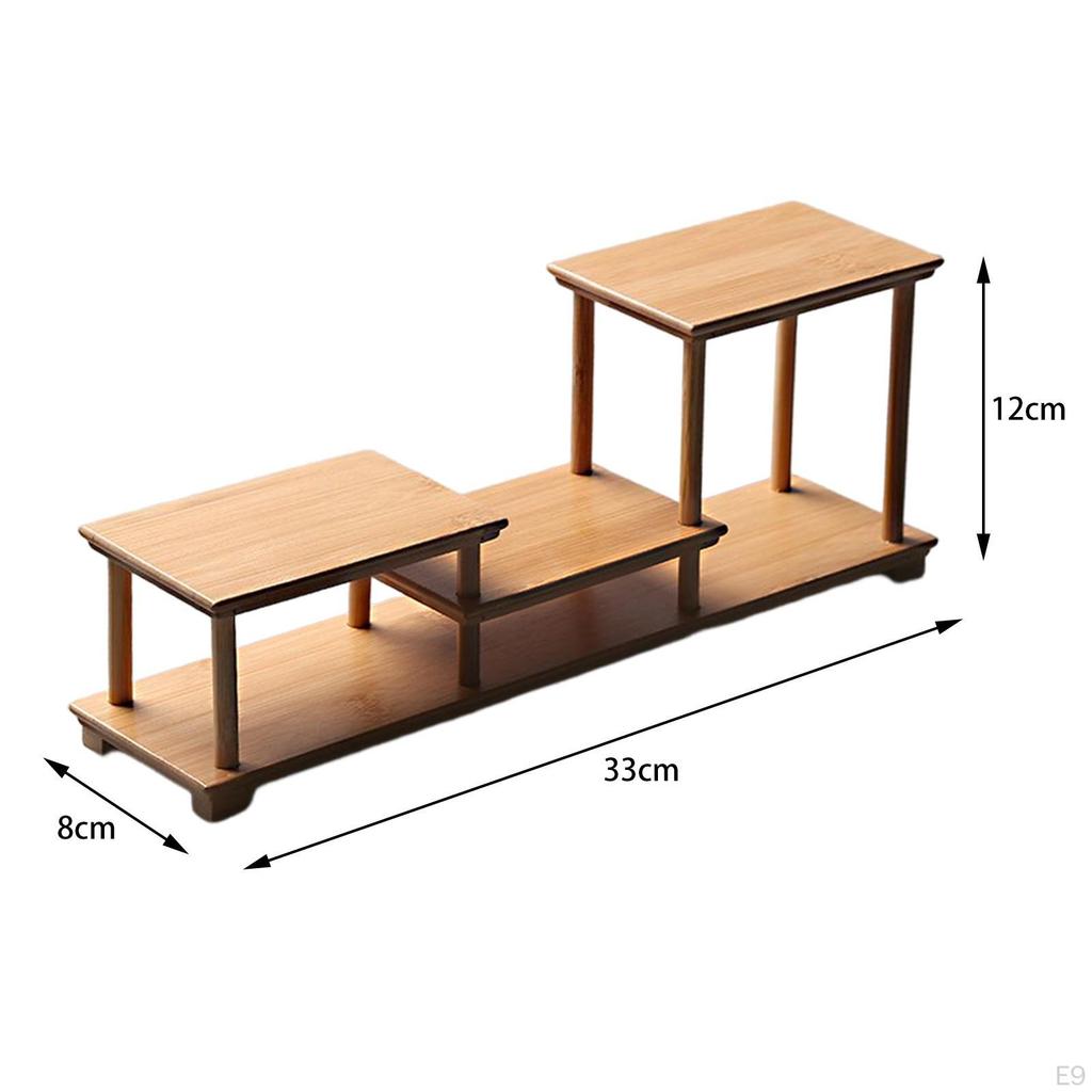 Elegant Wooden Display Stand for Fragrance Bottles and Collectible Figurines