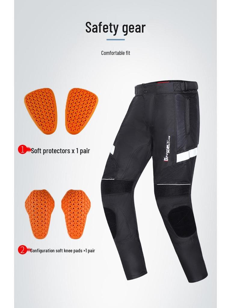 Sommar-nätmotorcykelracingbyxor för män med skyddsutrustning, andningsbara och fallsäkra