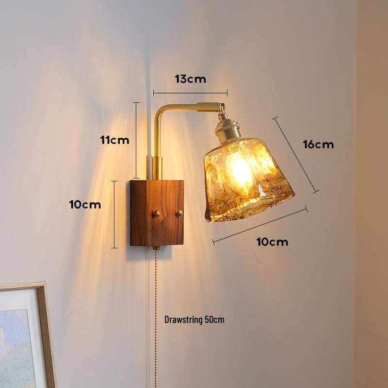 Nordic Minimalist Copper Rotatable Wall Lamp for Bedroom and Living Room