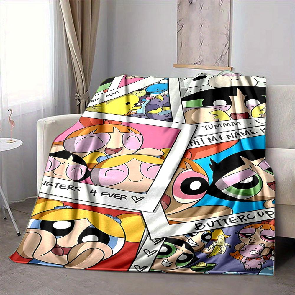 1 Stück Powerpuff Girls Flanelldecke, Weich Hautfreundlich mit Digitaldruck, Verschiedene Größen erhältlich für Familie, Freunde, Geburtstag