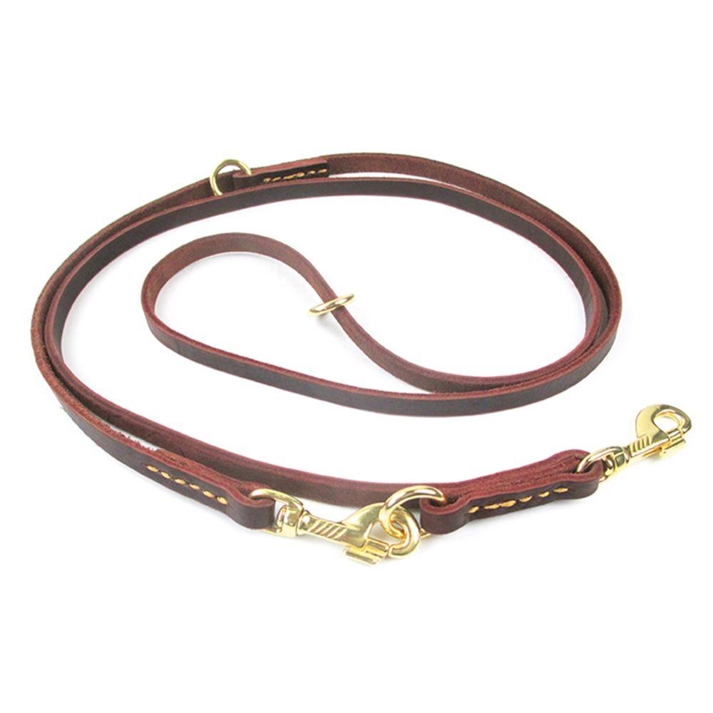 2.3M Extended Length Dual Dog Leash Genuine Leather Running Dog Leash Pet Daily Training Leather Dog Leash