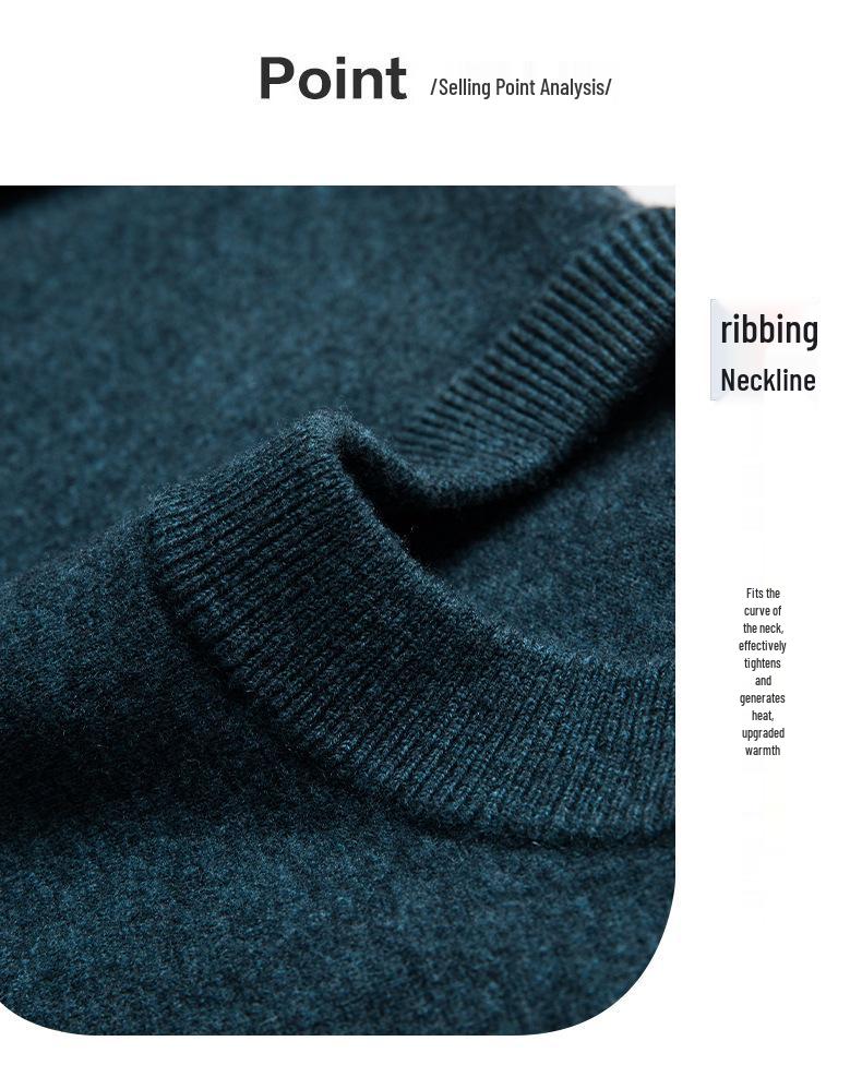 Men's 100% Pure Wool 330g Sweater - 2025 Autumn/Winter Round Neck Solid Color Casual Knit