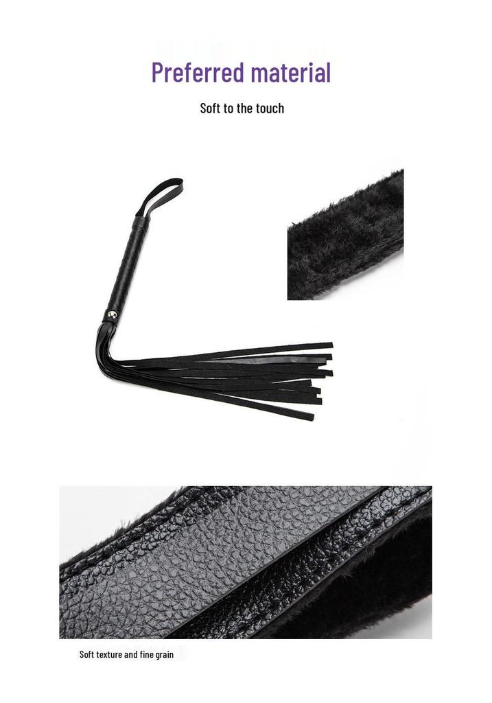 7-Piece Erotic SM Set: Plush Handcuffs, Leather Whip, Binding Restraints & More.
