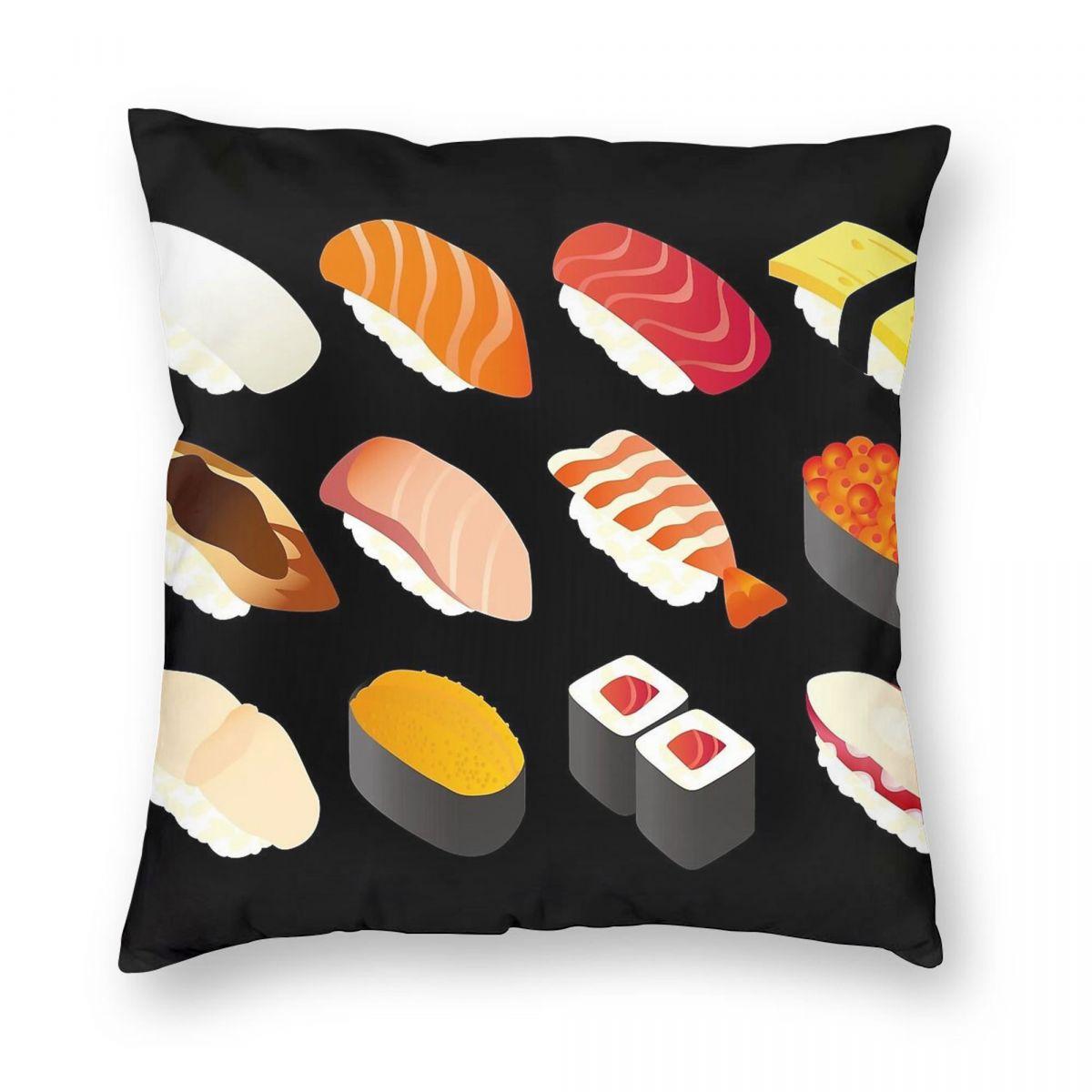 

Sushi Square Pillowcase Polyester Linen Velvet Creative Zip Decor Sofa Seater Cushion Cover 18 30x30cm