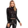 Womens Metallic Long Sleeve T-Shirt Fashion Shiny Top Slim Fit Mock Neck Tops Cocktail Dancing Party Club Music Festival Costume
