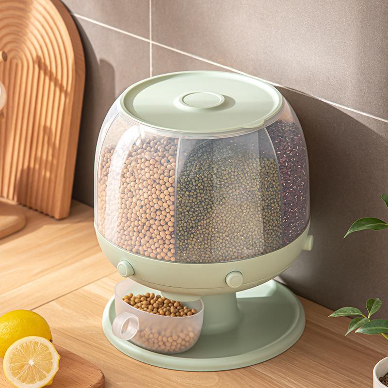 Rotating Rice Bucket Household Insect Proof and Moisture-proof Sealed Rice Box Storage Tank Partition Storage Box