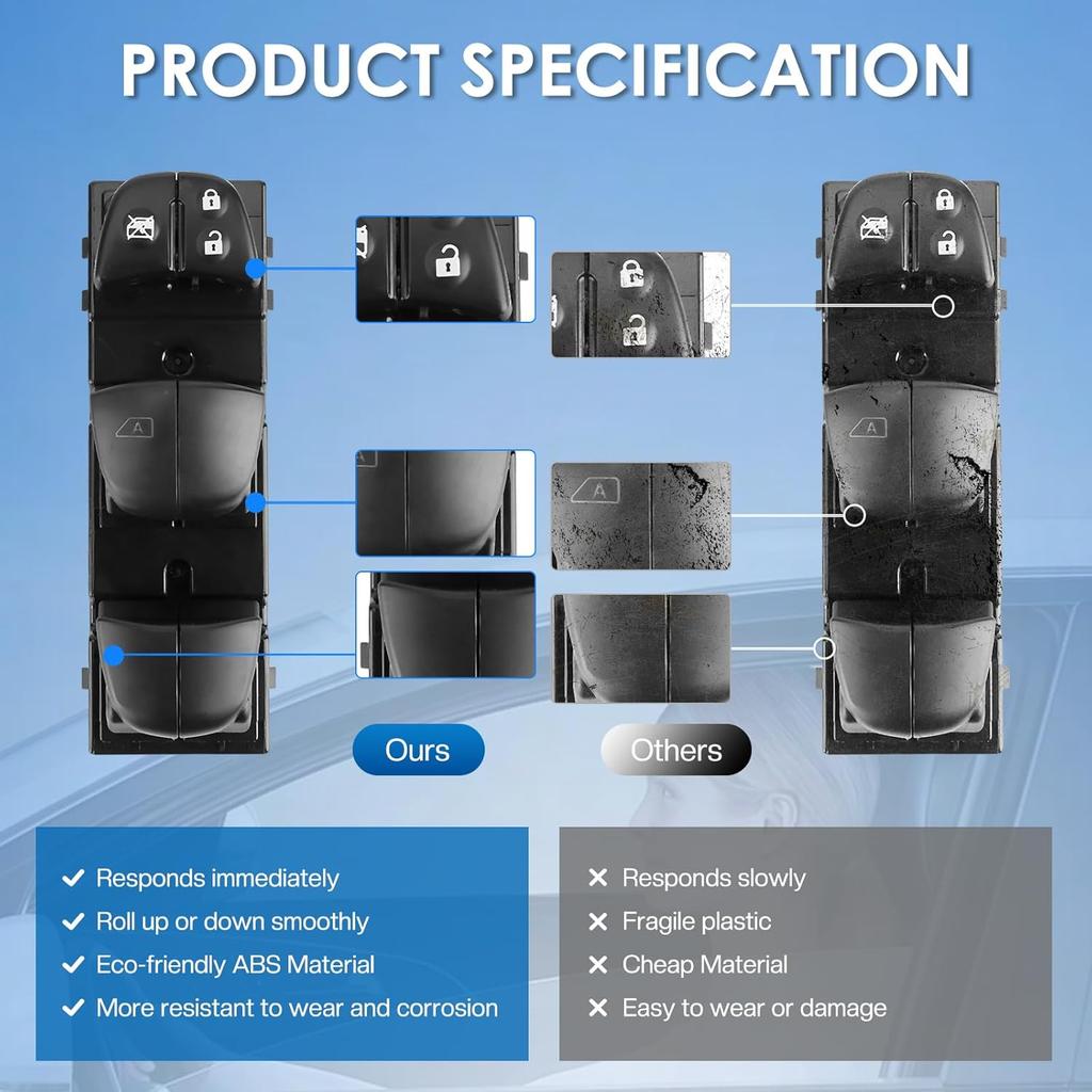 Power Window Switch Driver Left Front Compatible for Nissan Sentra 2020-2023, Replaces OE 25401-6LA0A - ABS Window Control Master Switch Direct Fit
