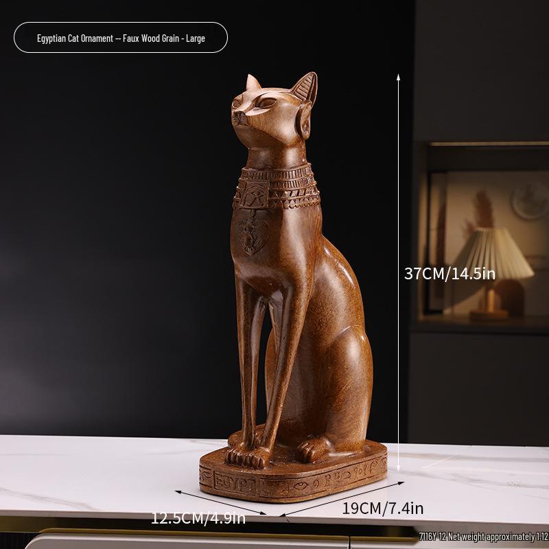 Figurina Esotica di Gatto Egiziano in Resina per Arredamento Casa o Caffetteria