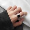 Korean Retro Black Square Index Finger Ring - Trendy European & American Style for Women