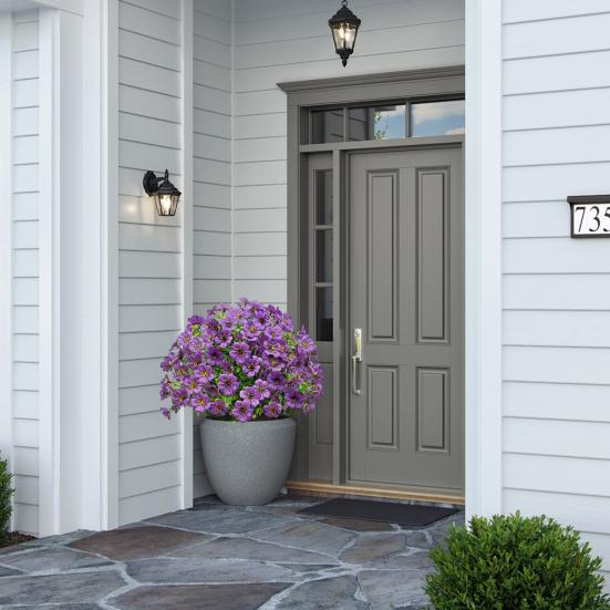 Sfera Topiaria Viola Artificiale con Picchetto per Piante Finte Viola da Esterno Arbusti Piante Finte Realistiche Resistenti ai Raggi UV per Giardino Cortile Portico