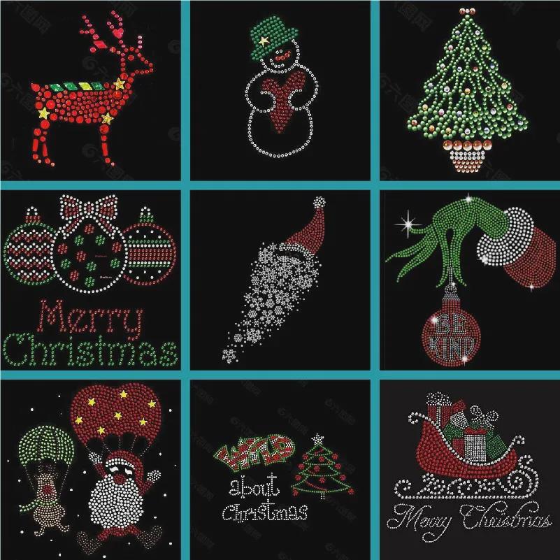 Cross-Border Christmas Snowman Diamond Pattern Hot Stamping Fabric Sticker