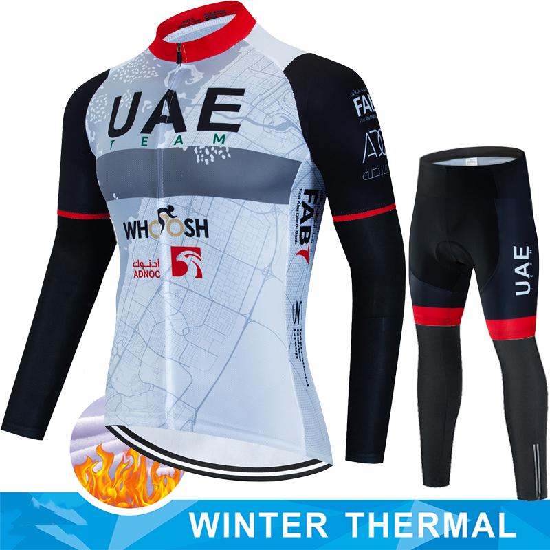 Winter Fleece Cycling Jersey Men's Shirt UAE Thermal Set Clothing Sets Man Clothes 2026 Bib Ciclismo Hombre Bicycle Suit Bike