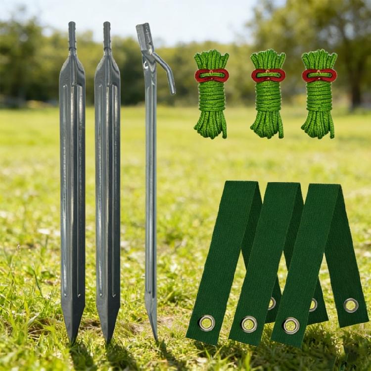 Baumstütz-Set zur Verankerung neu gepflanzter Bäume Richten von schiefen Gartenaccessoires Rostfreie Pfähle mit Band