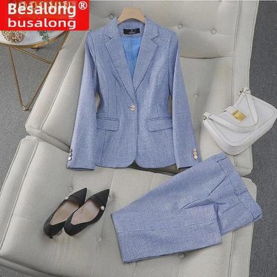 Busaron Women's Long-Sleeve Professional Suit and Trousers for Interviews and Sales Work