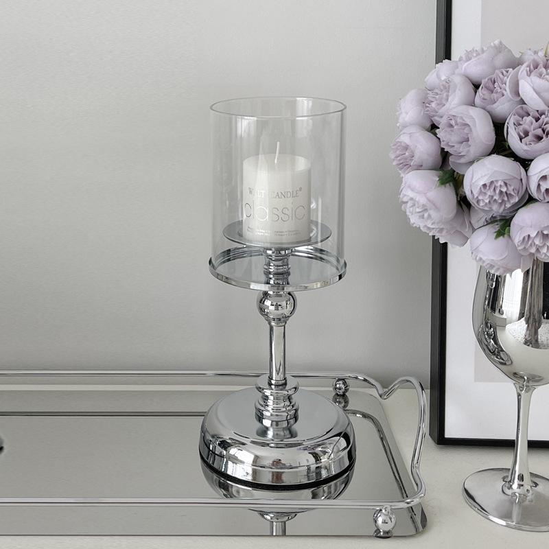 Elegant Glass Lampshade Metal Candlestick for Weddings