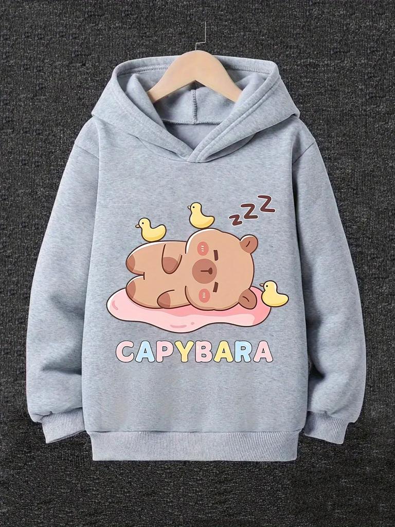 Kids Cute Girl Hoodie Cartoon Doll Graphic Print Heart Sweatshirt Girls Boys Kawaii Korean Style Streetwear Spring Autumn