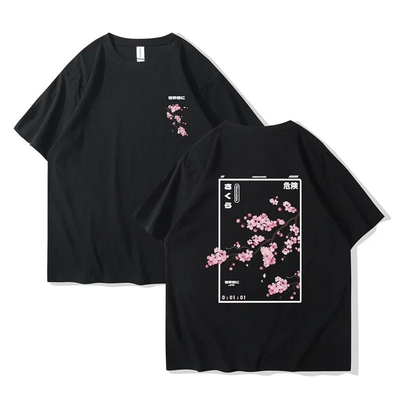 2026 Summer New Pattern Tshirt Animestyle Cherry Blossom Print ShortSleeved Comfortable Casual Tshirt