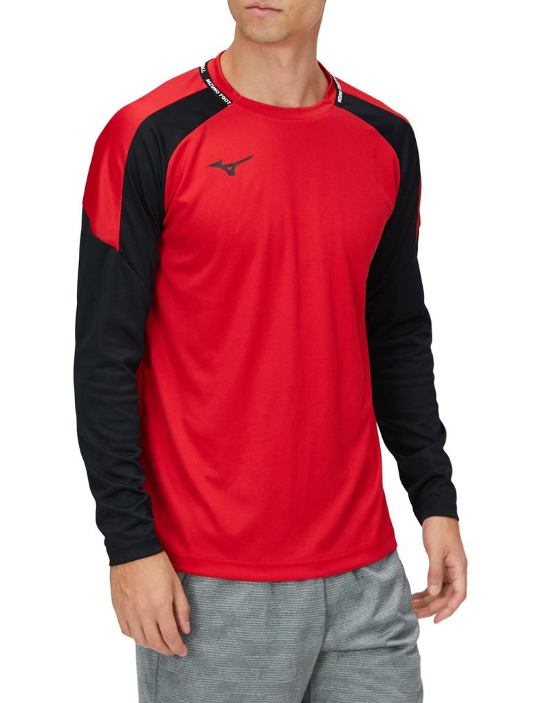 Mizuno PRO Field Long Soccer Chinese Size S Shirt, Sleeve, Moisture-Wicking, Quick-Drying, Wear, P2MA2506, Red,