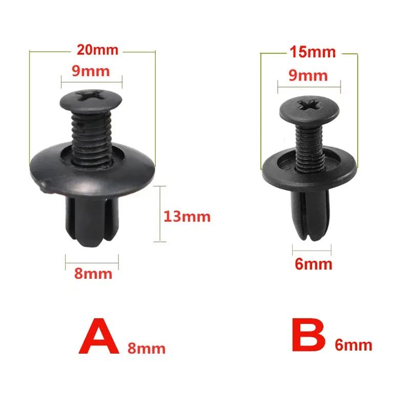 Kunststoffnieten Befestigungselemente für Autos (8mm/6mm) - Stoßfänger/Kotflügel Schrauben Clips, 8mm Loch Auto Druckniet Clip Zubehör
