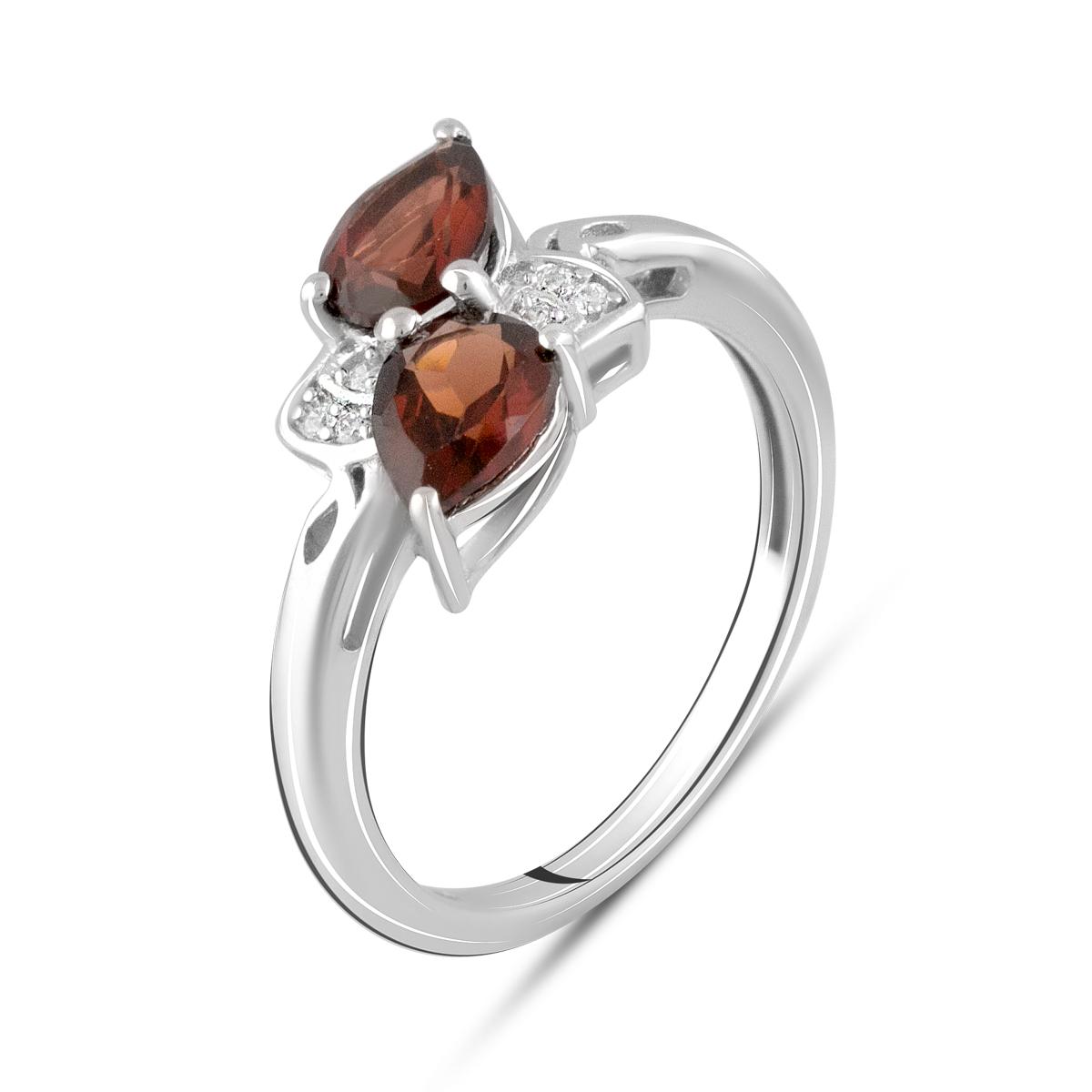 

Срібна каблучка з натуральним гранатом 1.7ct (2104063) 2.92 гр. 925 проби темні цукерки apple червоний колір