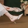 Pointy Rhinestone Stiletto Heels Wearing a Line with Half Sandals Women Wear Women's Shoes
